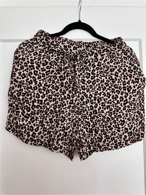 Dynamite Leopard-Print High Waist Drawstring Shorts Brand New